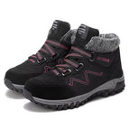 Leather Women Boots Winter with Fur Super Warm Snow Boots Men Winter Work Casual Shoes Sneakers High Top Rubber Ankle Boot