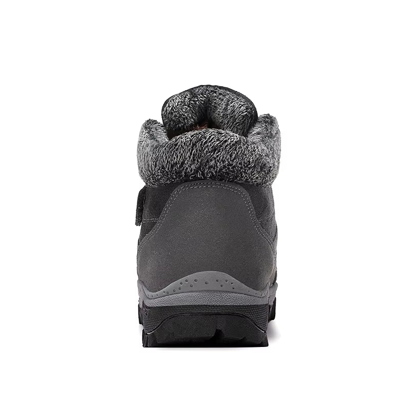 Leather Women Boots Winter with Fur Super Warm Snow Boots Men Winter Work Casual Shoes Sneakers High Top Rubber Ankle Boot