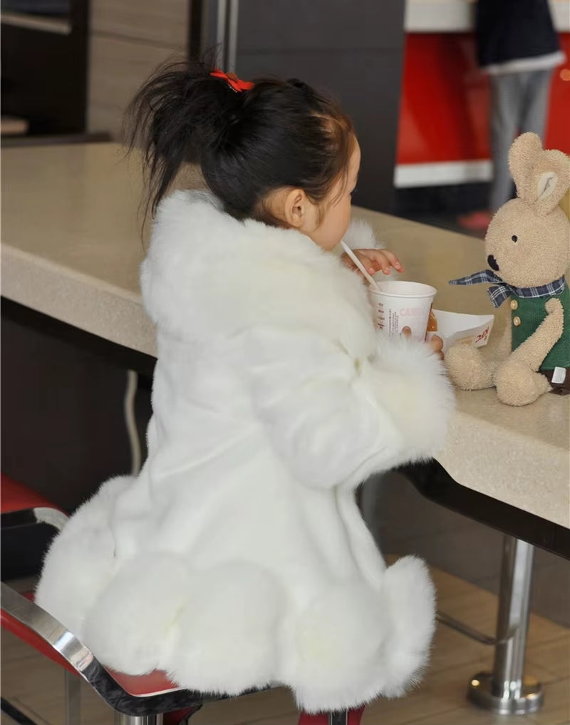 Winter Jacket Kids Girl Parkas Cute Warm Wedding Faux Fur Coat for Girls Children Winter Clothes Soft Party Baby Girl Coats